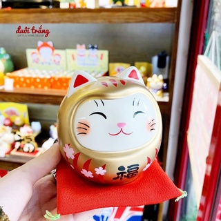 Daruma mặt mèo cỡ nhỏ 9cm (2 màu) - Hãng Yakushigama Nhật Bản