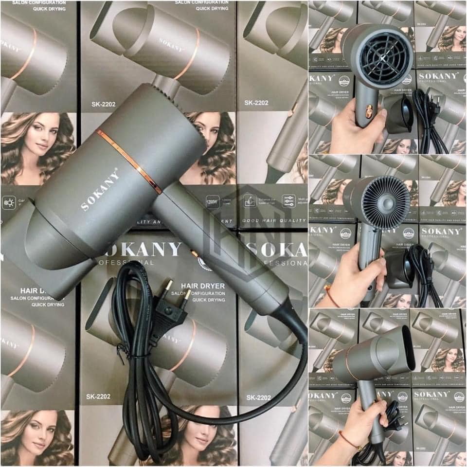 Máy sấy tóc Sokany SK-2202 chính hãng công suất 1200W - Tặng kèm 1 đầu sấy tạo kiểu