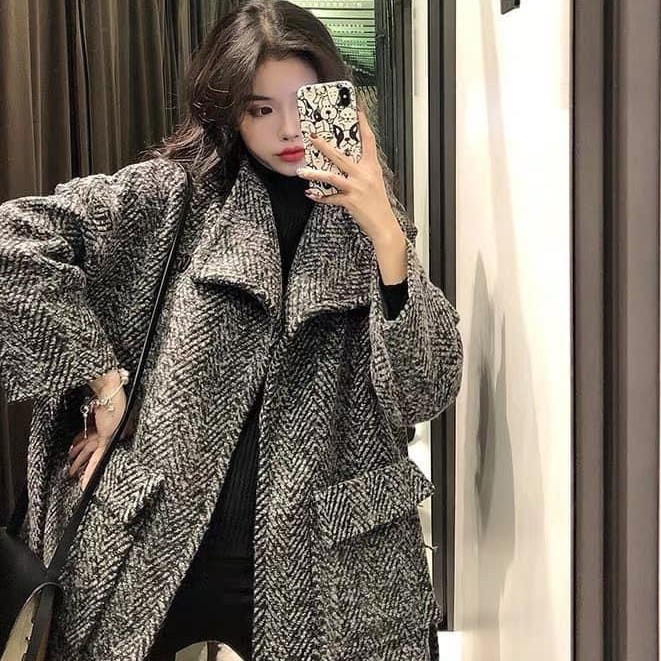 ÁO KHOÁC DẠ TIÊU LÓT GIÓ 2 LỚP CỘT EO