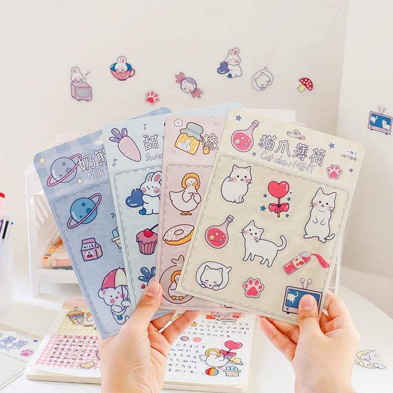 Mua Sticker động vật thỏ, vịt, mèo, gấu siêu cute dễ thương trang trí ...