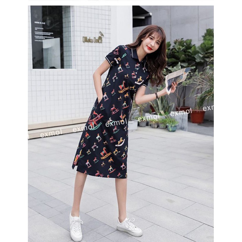 ĐẦM THUN POLO NỮ BIGSIZE QUẢNG CHÂU CAO CẤP,DÁNG SUÔNG,CỔ POLO,NGẮN TAY,CHẤT THUN.