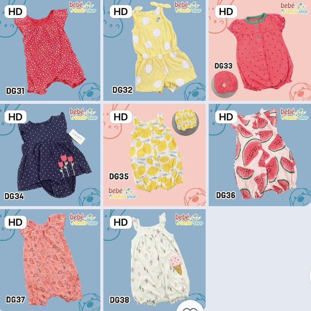 [6-9M] Jumpsuit cho bé gái/ jum cho bé gái xuất dư/ Body đùi bé gái Carters/ Body bé gái sơ sinh đến 2 tuổi - DG