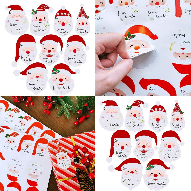 Bộ 90 Nhãn Tên Trang Trí Giáng Sinh Hình Ông Già Noel Dễ Thương