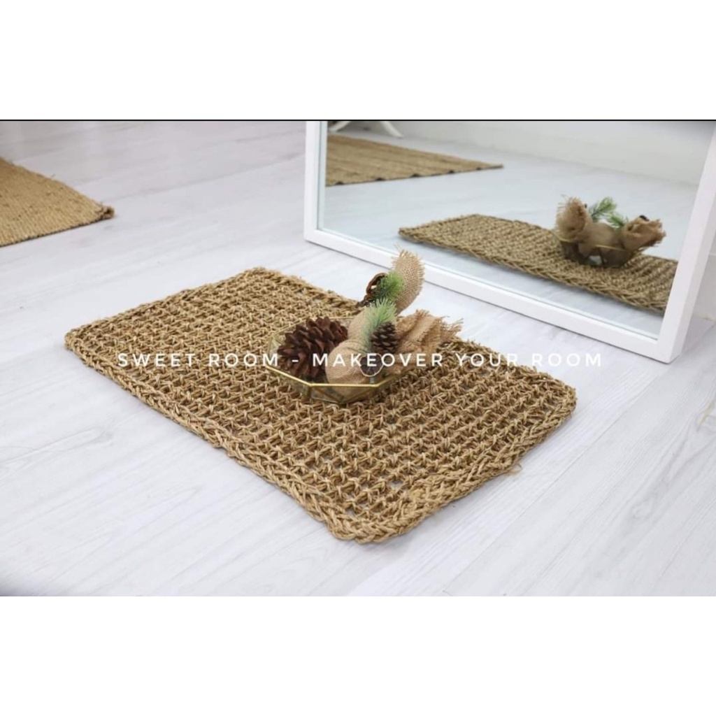 Thảm Cói Chùi Chân Trải Sàn Phòng Ngủ Phòng Khách Trang Trí Nhà Cửa Chụp Ảnh Cực Xinh - Cói_Decor_HN