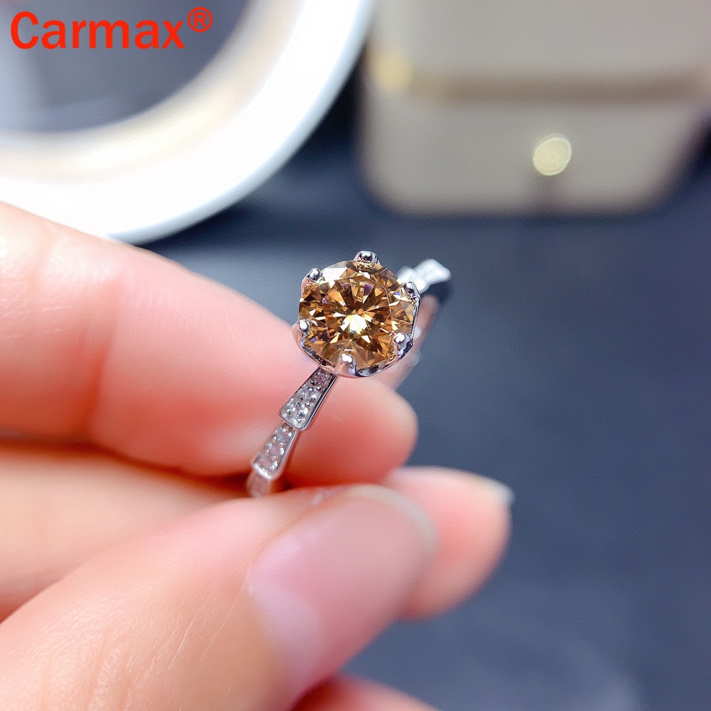 Nhẫn hở phong cách moissanite đơn giản thời trang