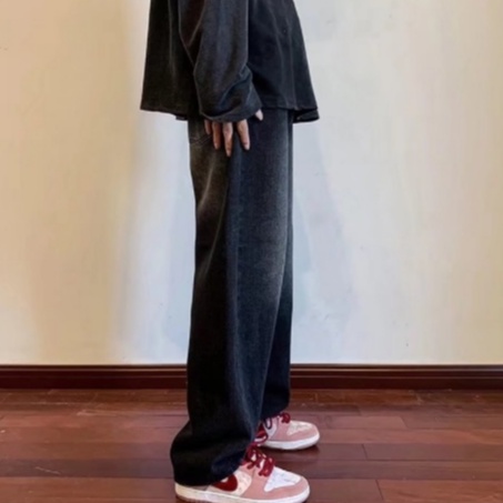 Sản phẩm mới mùa hè quần jean chân rộng thùng thẳng thời trang Nhật Bản Hàn Quốc cá tính rộng rãi đơn giản hàng ngày Unisex nam Jeans