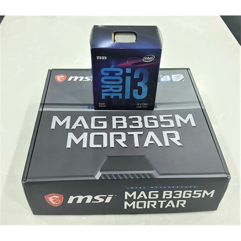 Combo Bo Mạch Chủ MSI MAG B365M MORTAR + Core I3 9100F (New BH 3 năm)