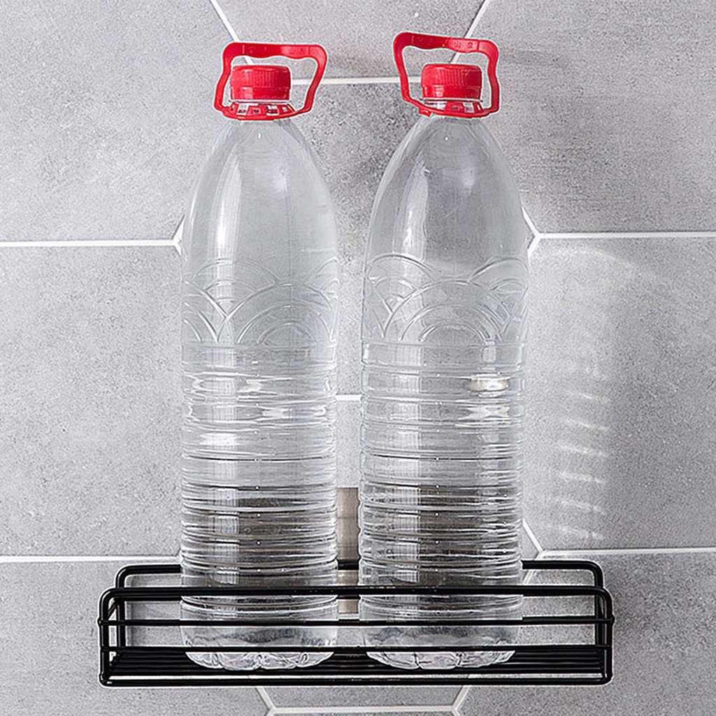 Kệ dán tường nhà tắm chữ nhật sơn đen tĩnh điện Size 26x10x5 cm