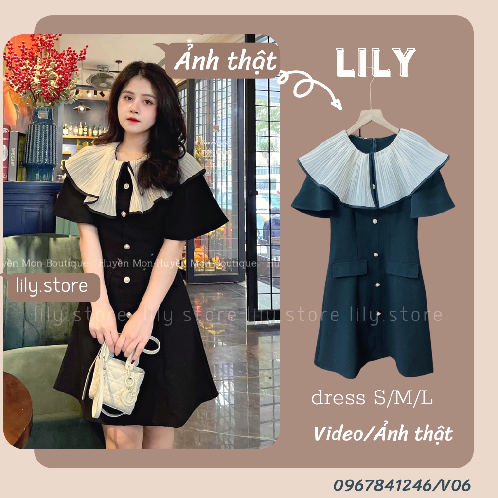 Váy nữ Đầm nữ thiết kế, Đầm dự tiệc tiểu thu dáng chữ A cổ bèo cao cấp V06 LILY | WebRaoVat - webraovat.net.vn