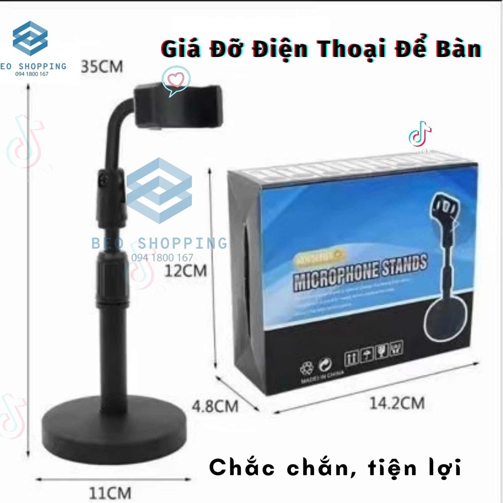 Giá Đỡ Điện Thoại Để Bàn Kẹp Điện Thoại Livestream Xem Video Xoay 360 Độ