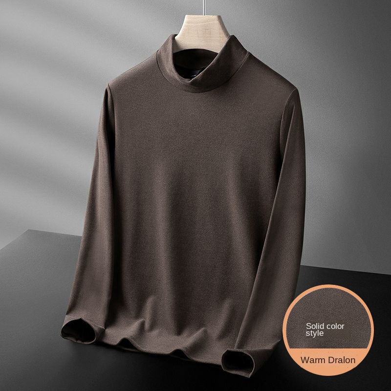 Áo thun tay dài cổ cao dáng rộng hai mặt bằng vải nhung dày cỡ lớn thời trang thu đông cho nam