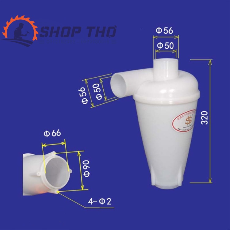 Bộ thu bụi Cyclone chuyên dùng để chế máy hút bụi