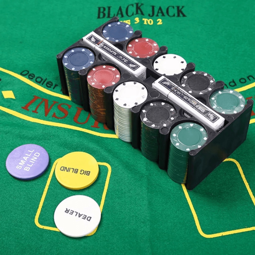 💢 Bộ Phỉnh Poker 200 Chips xì dách có số  thảm Blackjack