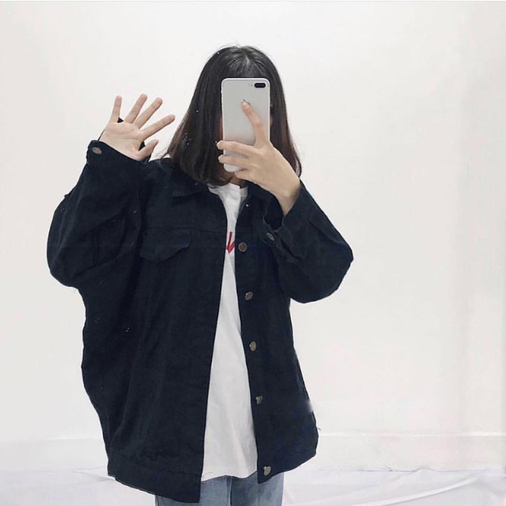 Áo khoác jean nam nữ Áo khoác rin bò From rộng unixex Đen Xanh trơn VNXX -HIDO SHOP