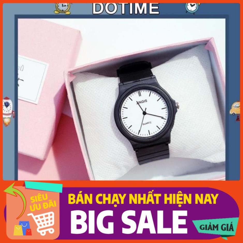 Đồng hồ nữ Dotime trẻ trung thiết kế dây nhựa mặt tròn phong cách ZO84