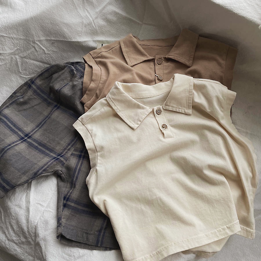 Áo polo cộc tay cá tính Hàn Quốc dành cho bé trai bé gái size 80-130