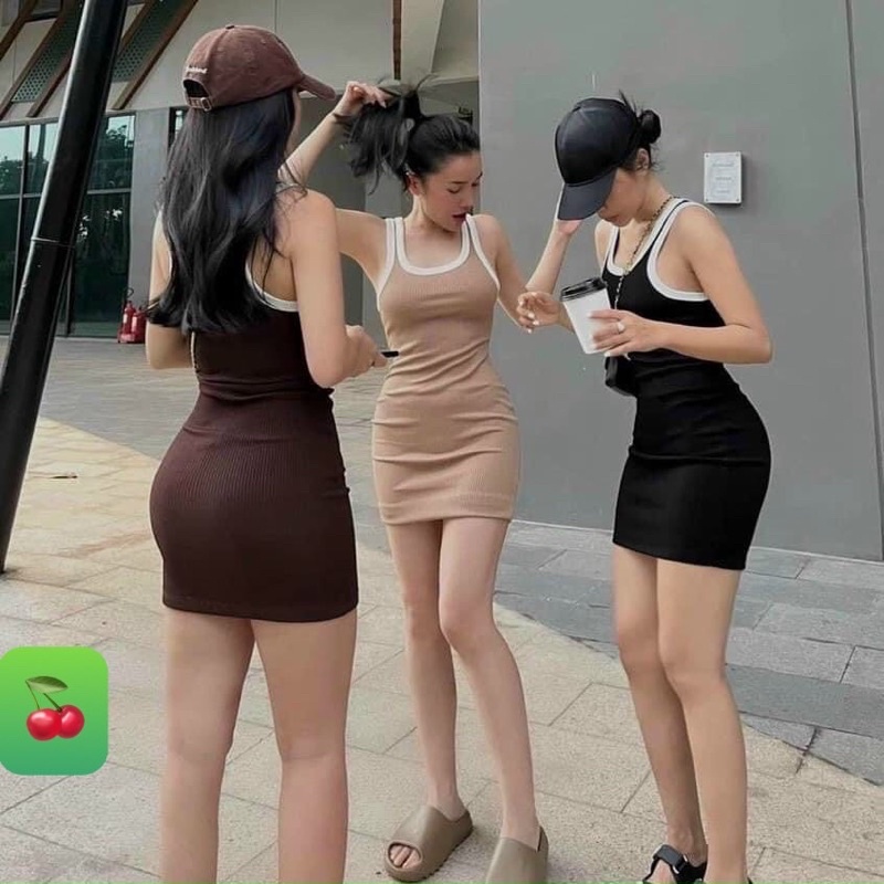 váy body ba lỗ phối viền cá tính