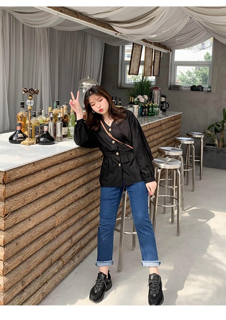 Áo peplum cổ tim big size cao cấp size đại 65-100kg màu cam, đen