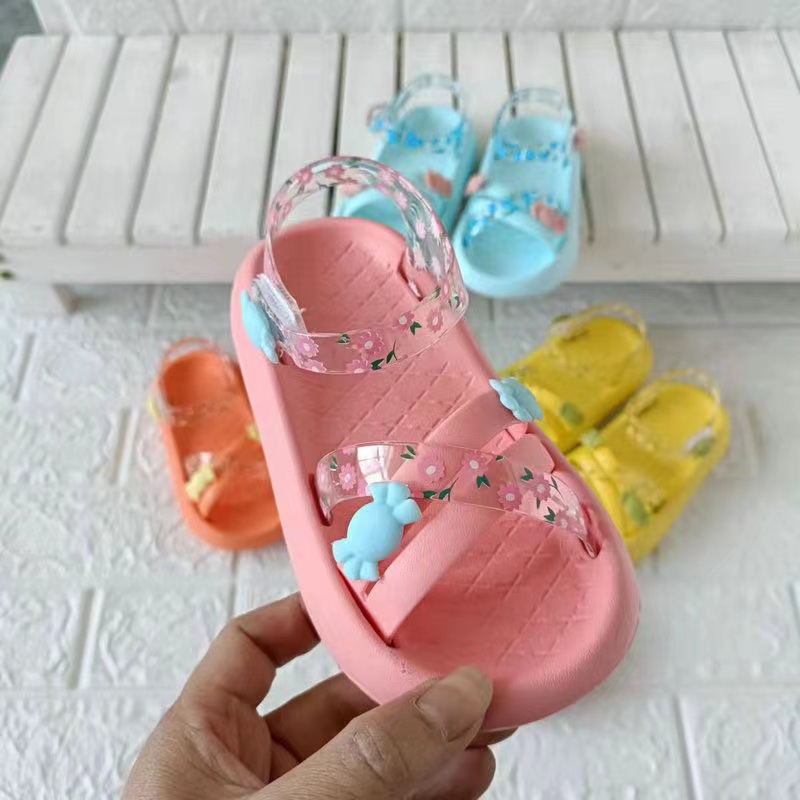 SANITKUN Giày sandal công chúa màu sắc kẹo ngọt họa tiết hoạt hình phong cách Hàn Quốc dễ thương dành cho bé gái