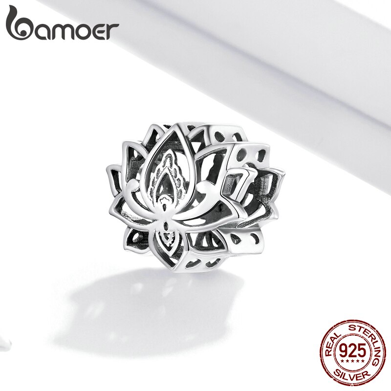 BAMOER Vòng Tay BạC 925 Mặt Hình Hoa Sen SCC1724