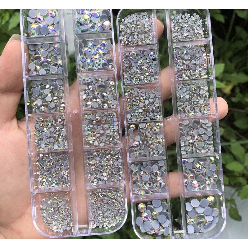 Đá nail- Đá chân keo khay mix size siêu sáng