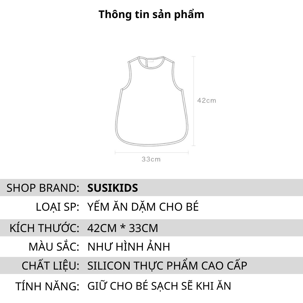 Áo yếm ăn dặm cho bé có máng hứng silicon chống thấm cộc tay mặc mùa hè mát mẻ cho bé SUSIKIDS