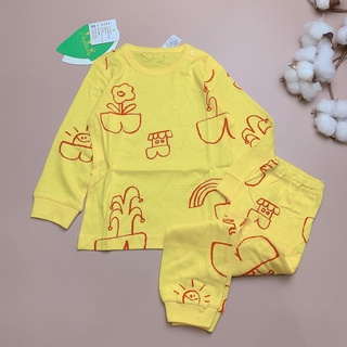 Bộ cotton giấy Hoatatou xuất Hàn - vàng khủng long cầu vồng