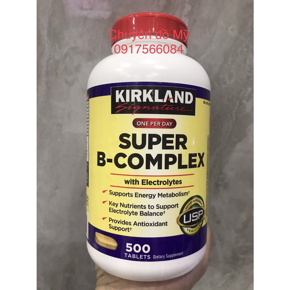 Date T8/2023_Hỗ trợ năng lượng từ Kirkland Signature Super B- Complex 500 viên của Mỹ