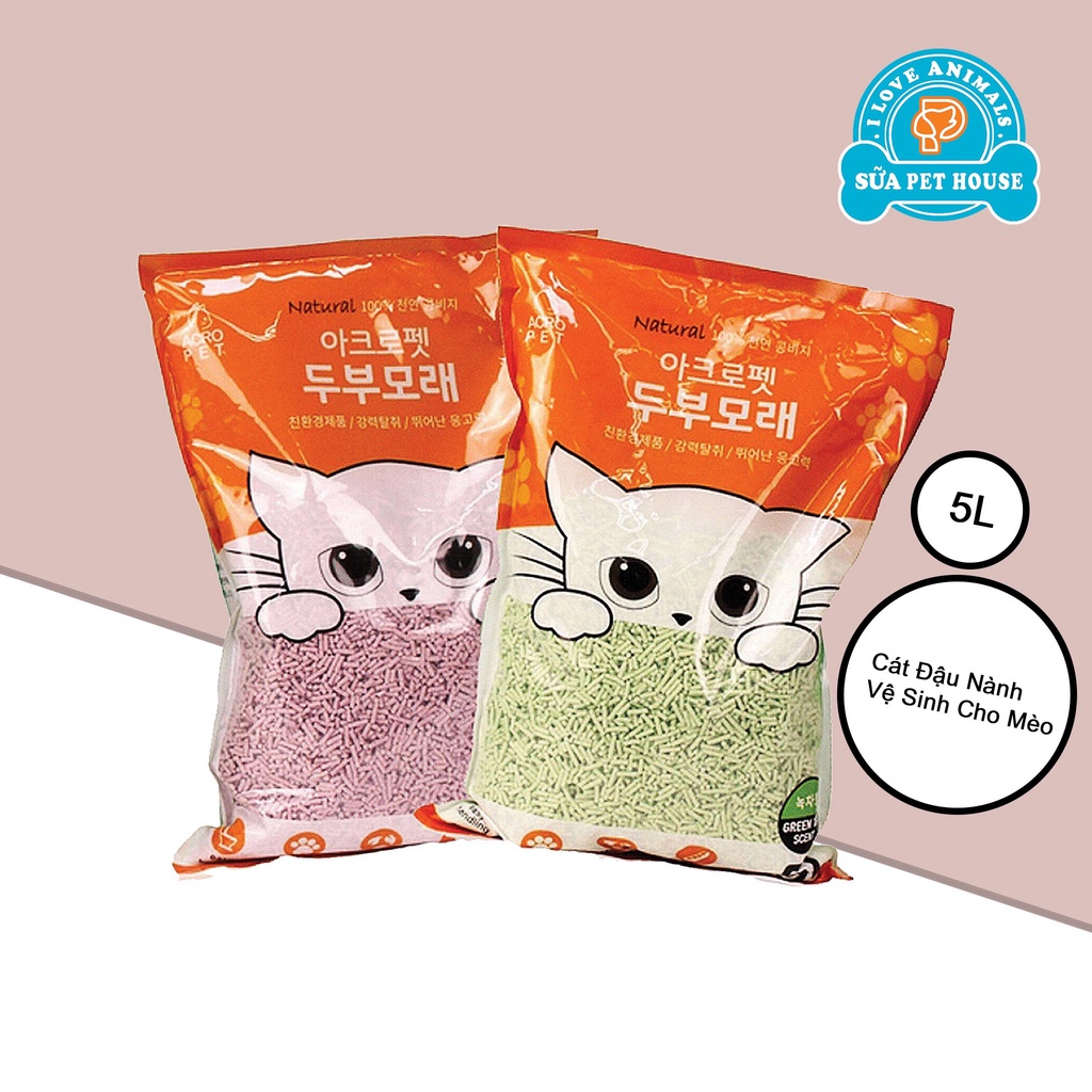 Cát Vệ Sinh Pura Acropet Đậu Nành cho Mèo mùi Trà xanh / Lavender 5L
