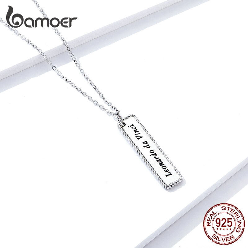 Dây Chuyền BAMOER BSN167 Bằng Bạc Sterling 925 Mặt Khắc Chữ Tinh Tế