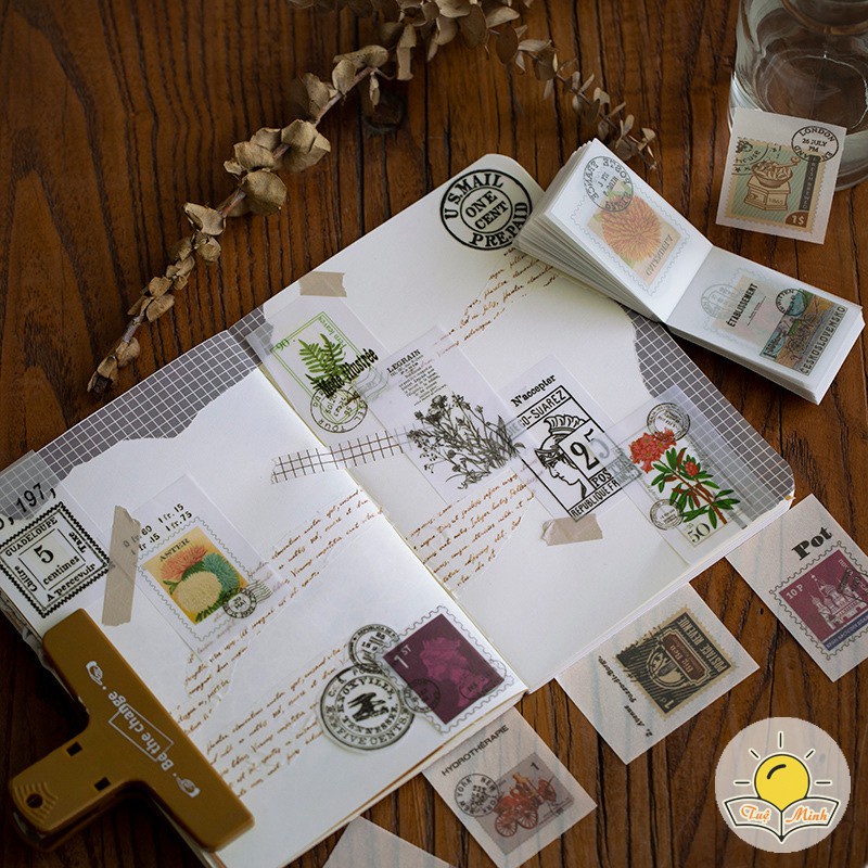 Quyển 80-100 tờ tranh vintage trang trí bullet journal, bộ sưu tập tờ ảnh Chấu Âu