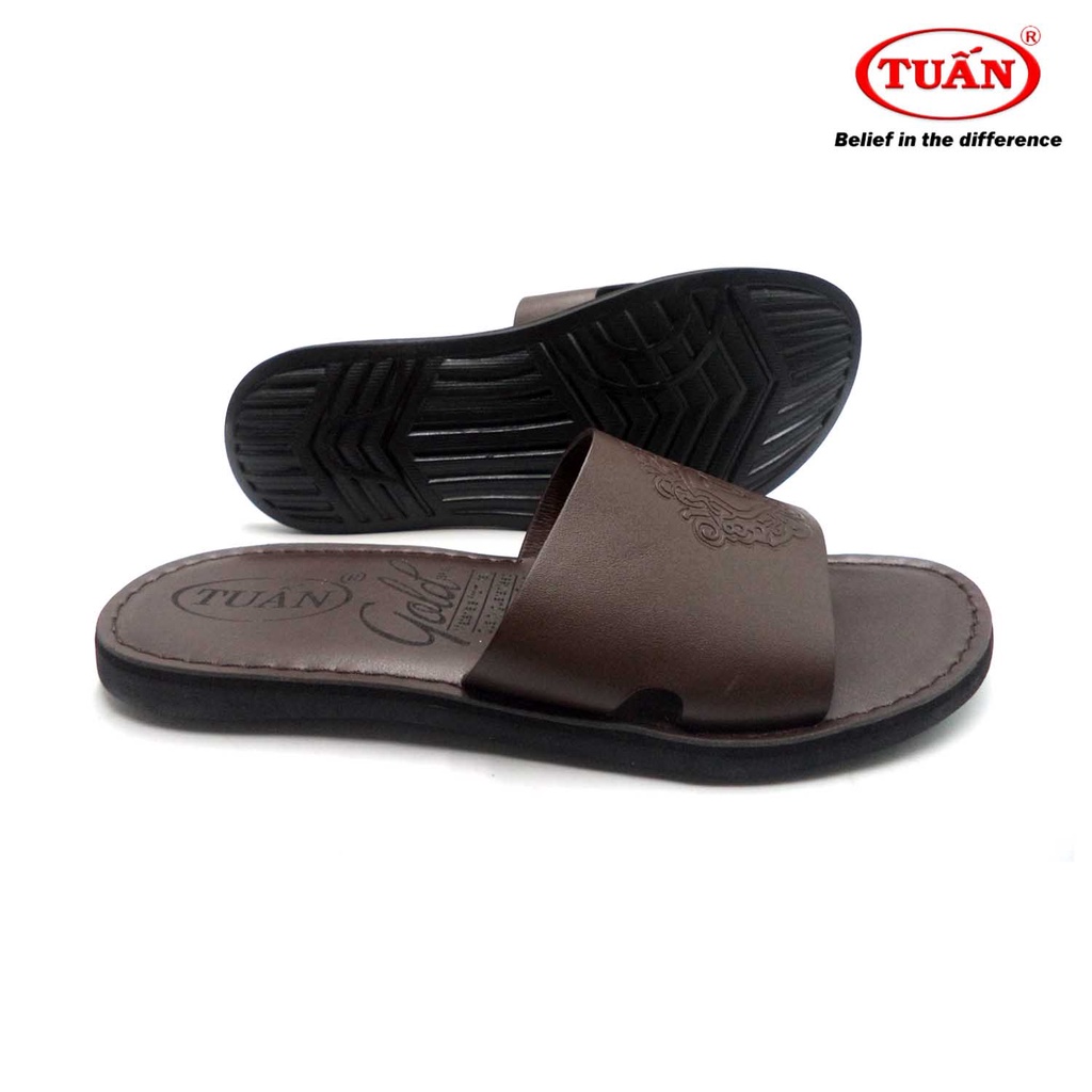 Dép da nam quai bảng ngang thương hiệu Tuấn DXHU-88D