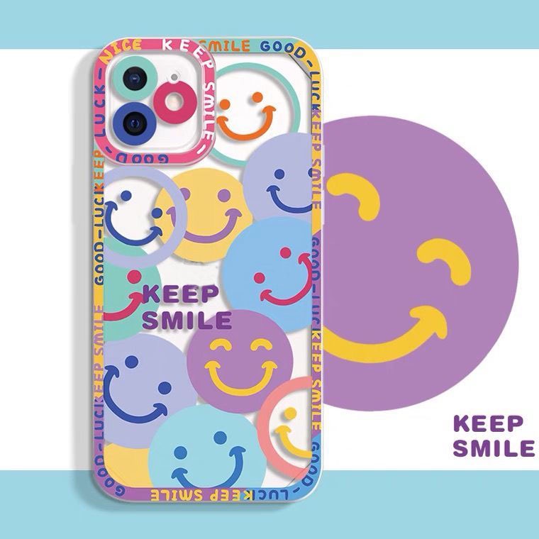 Colourful Smiley Pattern Phone Case For IPhone 11 12 13 ProMax 7 8 Plus SE 2020 13 Pro Max Soft Case Md766d