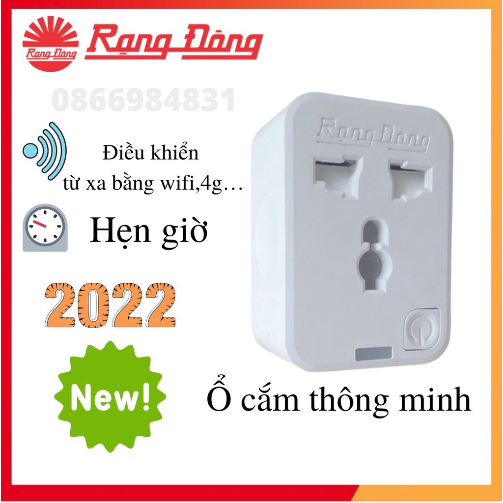 Ổ Cắm Thông Minh 16A - Ổ Cắm Wifi Rạng Đông 3500W - Chức Năng Hẹn Giờ, Điều Khiển Từ Xa - Bảo Hành 2 Năm