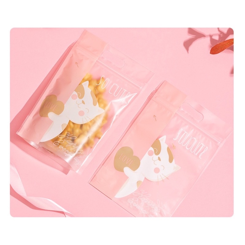 10 Túi zip đựng bánh quy mèo dễ thương