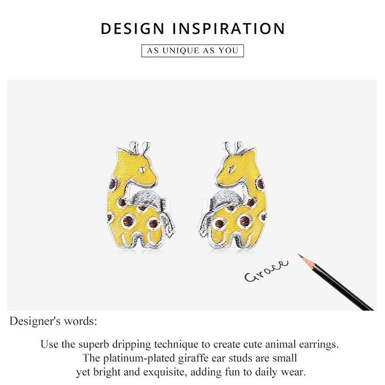 Đôi bông tai Bamoer BSE586 925 bạc hình hươu cao cổ độc đáo sành điệu cho nữ