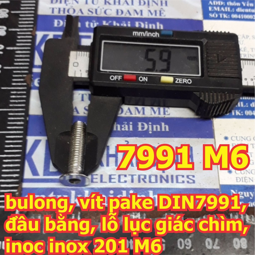 bulong, vít pake DIN7991, đầu bằng, lỗ lục giác chìm, inoc inox 201 M6 dài 10mm ~ 100mm kde6137