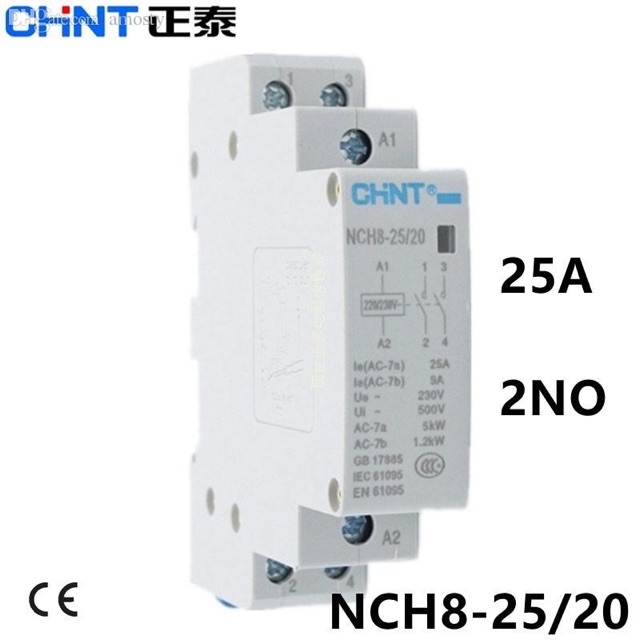 CONTACTOR, khởi động từ 1 pha CHINT 25A-220V (chịu tải 25A), bảo vệ quá tải cho thiết bị