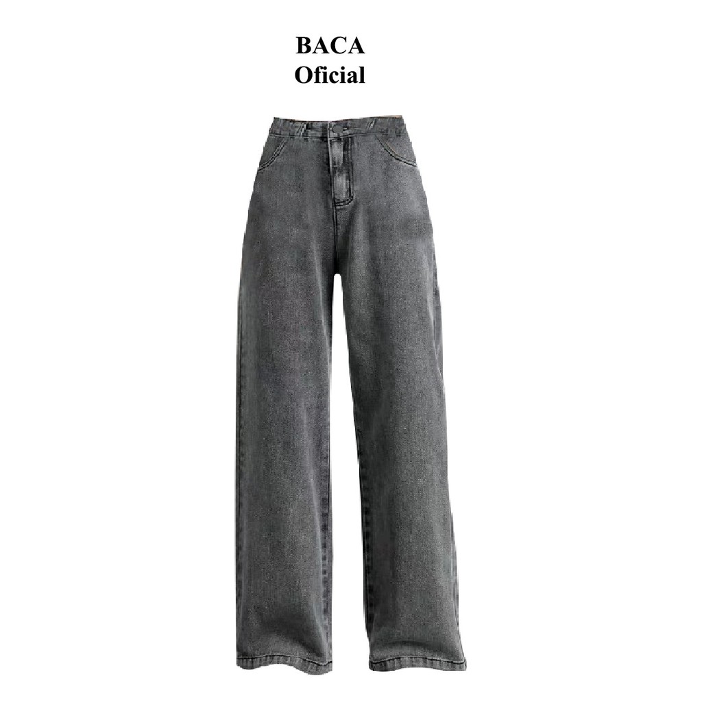 Quần jean nữ dáng dài màu Xám lưng cao hách dáng BACA313
