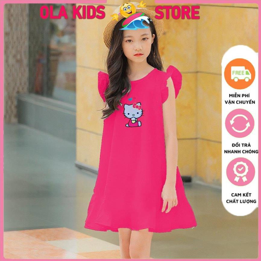 Váy cho bé gái từ 9 đến 25kg Váy đầm bé gái sang chảnh in hình hello kitty thun cotton chính phẩm sài gòn