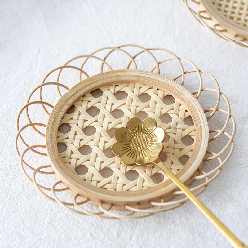 Đế lót ly bằng tre đan thủ công cách nhiệt tiện dụng