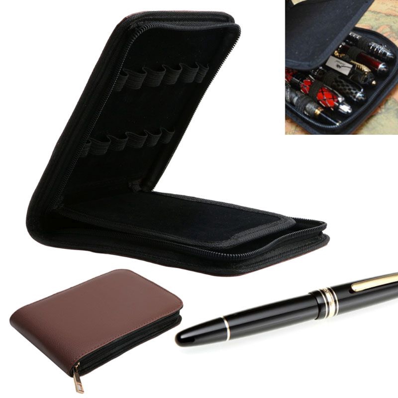 R☆ 12 Pens Fountain Pen/Roller Pen Faux Leather Zipper Case Holder New