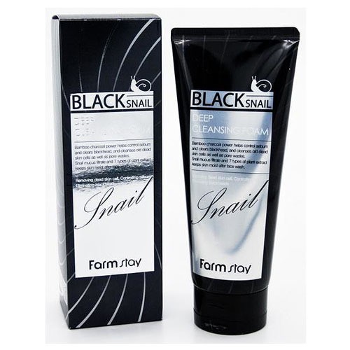 [Mỹ Phẩm Hàn Quốc]Sữa rửa mặt sâu tinh chất Ốc Sên Hàn Quốc FarmStay Black Snail Deep Cleansing Foam 180ml