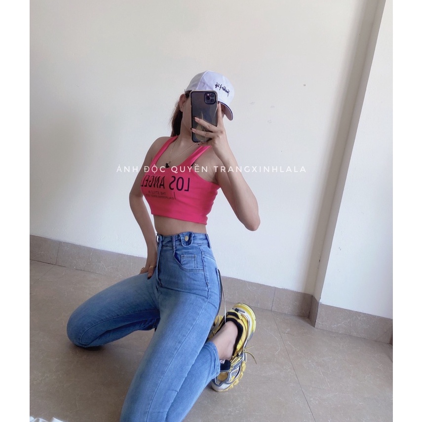 Quần Jean Nữ Lưng Cao Nắp Túi Co Giãn - Quần Bò Nữ Cạp Cao Dáng Ôm Nắp Túi Chất Jeans Đẹp Cao Cấp