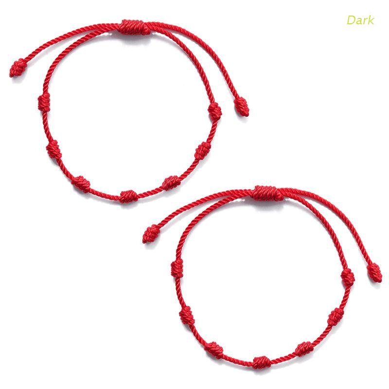 Set 2 vòng tay tình bạn dây đỏ 7 nút thắt làm bùa hộ mệnh chúc may mắn bảo vệ cầu thành công và thịnh vượng
