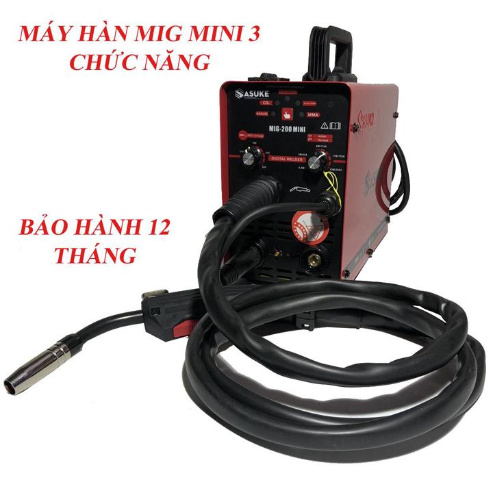Máy hàn MIG 200 mini sasuke - 3 chức năng - Tặng kèm 2 cuộn dây 1kg+ 3 béc hàn đủ phụ kiện