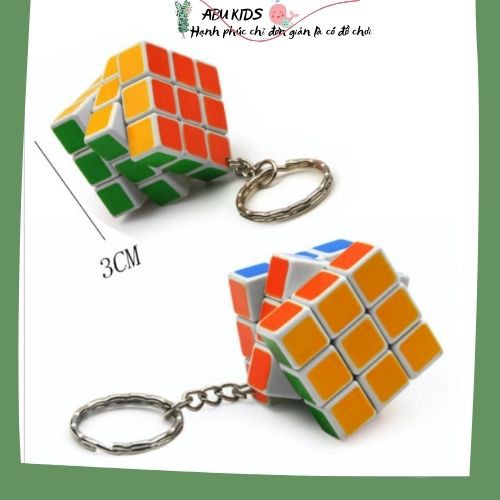 Móc khóa kiêm đồ chơi RUBIK 3X3 - Rubik lập phương màu sắc tích hợp móc khóa tiện dụng A388