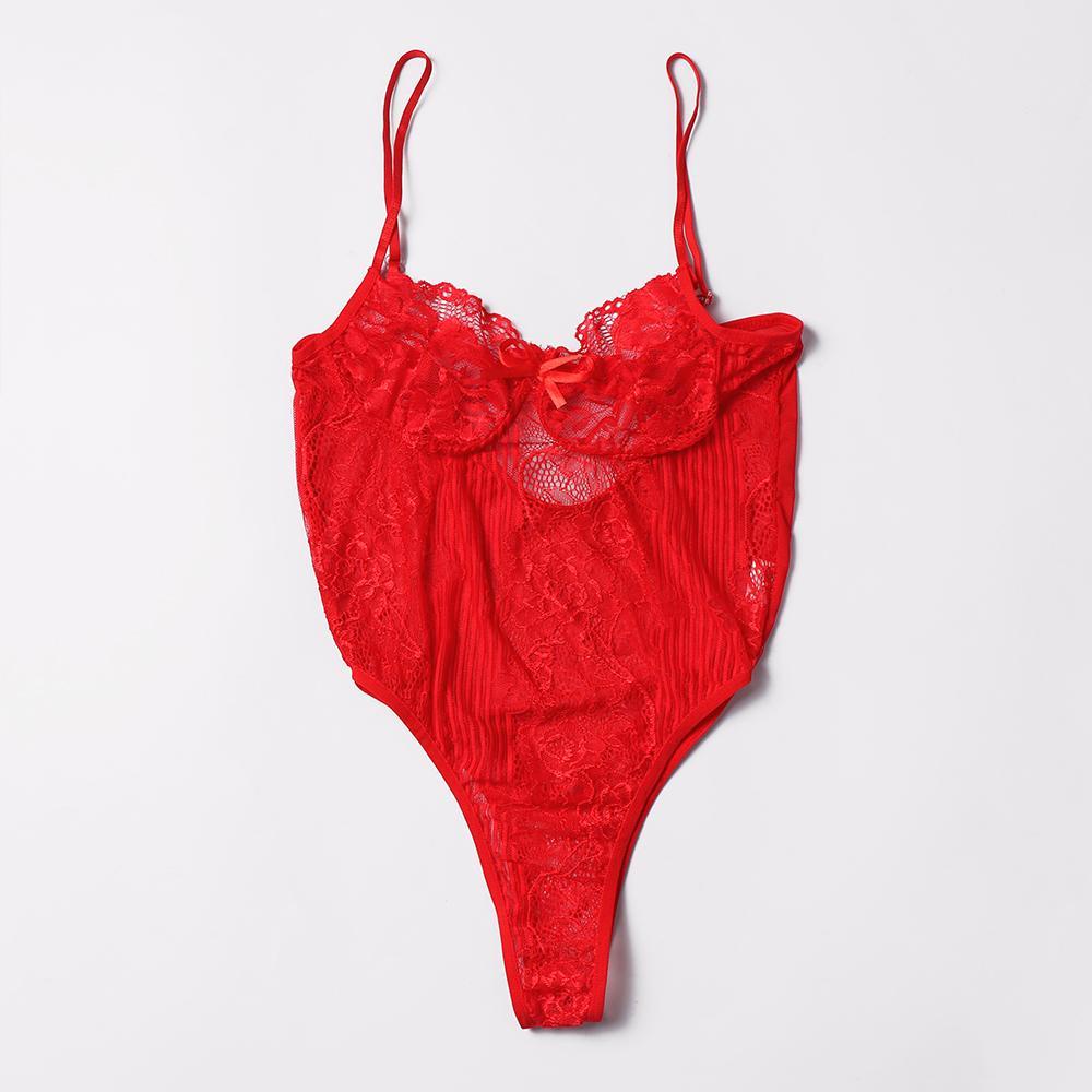 Bộ Đồ Lót Ngủ Liền Thân Phối Ren Co Giãn Gợi Cảm Thời Trang