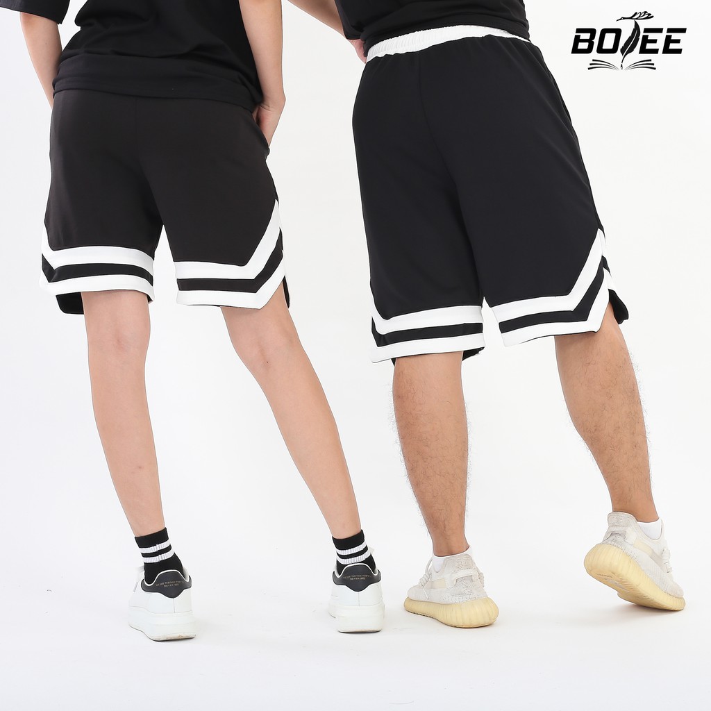 Quần short 2V Đen form rộng thể thao vải thun unisex nam nữ | BigBuy360 - bigbuy360.vn