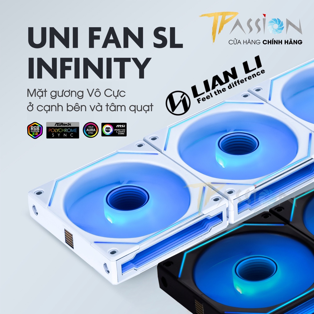 Quạt tản nhiệt LIAN LI UNI FAN SL INFINITY 120 , 140 LED ARGB 5V - Ghép nối không dây, 2100RPM PWM, fan case SL120 SL140